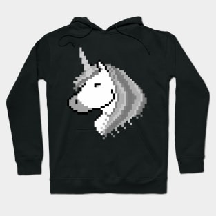 Pixel White Unicorn with Grey Mane Hoodie